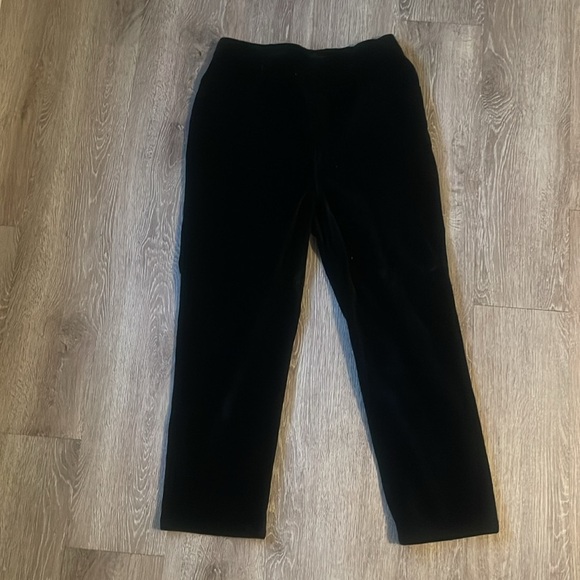 St. John Evening High Rise Black Velvet Pants straight Leg trouser 12 - Picture 8 of 9